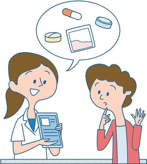 市販の解熱鎮痛剤を選ぶイメージ