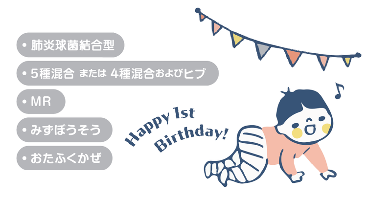 1歳になったタイミングで、受けさせておいてあげたい予防接種は何種類ある？